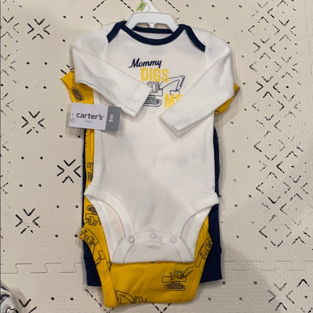 NWT 3m Carters construction onesies with pants